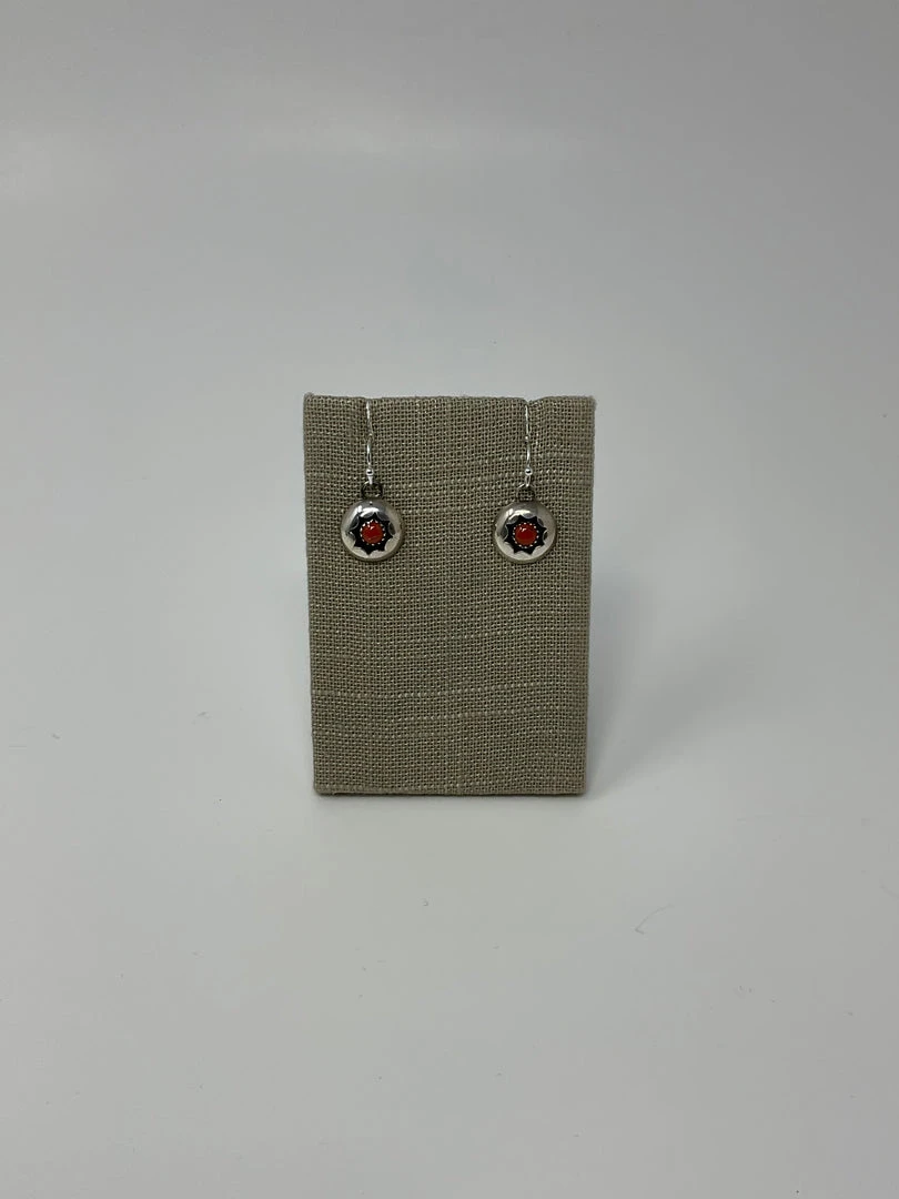 Hot Sale π L&V MTZ Native Design Coral & Sterling Silver Earrings π 3 L&V MTZ Native Design Coral & Sterling Silver Earrings