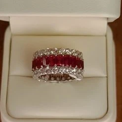 The Sparkling Spur Lab Ruby & Diamond Moissanite Band New Arrivals