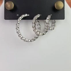 The Sparkling Spur Medium Round CZ Diamond Hoop Earrings