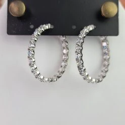 The Sparkling Spur Large Oval CZ Diamond Hoop Earrings