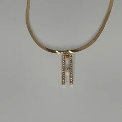 The Sparkling Spur Jewelry Rhinestone Initial On Snake Chain Necklace (Variety)