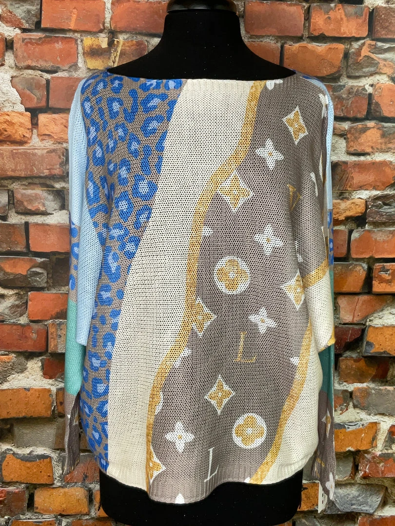 Outlet β¨ The Sparkling Spur New Arrivals Cheetah Beige/Blue Sweater π 3 The Sparkling Spur New Arrivals Cheetah Beige/Blue Sweater