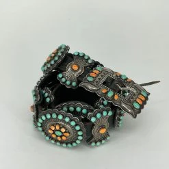 A. CADMAN Green Turquoise & Coral Belt