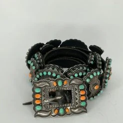 A. CADMAN Green Turquoise & Coral Belt