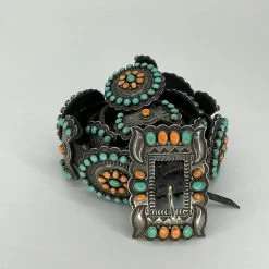 A. CADMAN Green Turquoise & Coral Belt