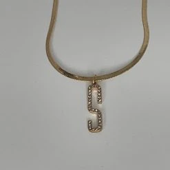 The Sparkling Spur Jewelry Rhinestone Initial On Snake Chain Necklace (Variety)