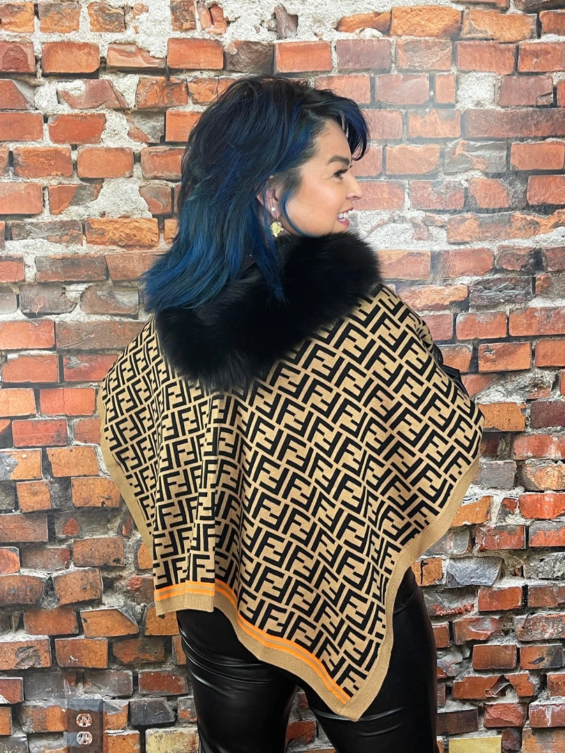 Brand new ๐ Oo La La Letter Pattern Short Cape With Fox Collar New Arrivals ๐ 5 Oo La La Letter Pattern Short Cape With Fox Collar New Arrivals