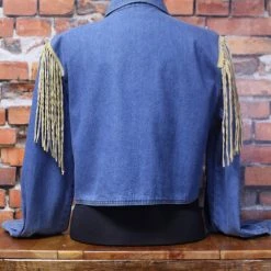 Best Sale ๐ Double D Ranch Wear TIFFIANY'S CLOSET Denim Jacket With Hair Pipe Bones ๐ 7 Double D Ranch Wear TIFFIANY'S CLOSET Denim Jacket With Hair Pipe Bones