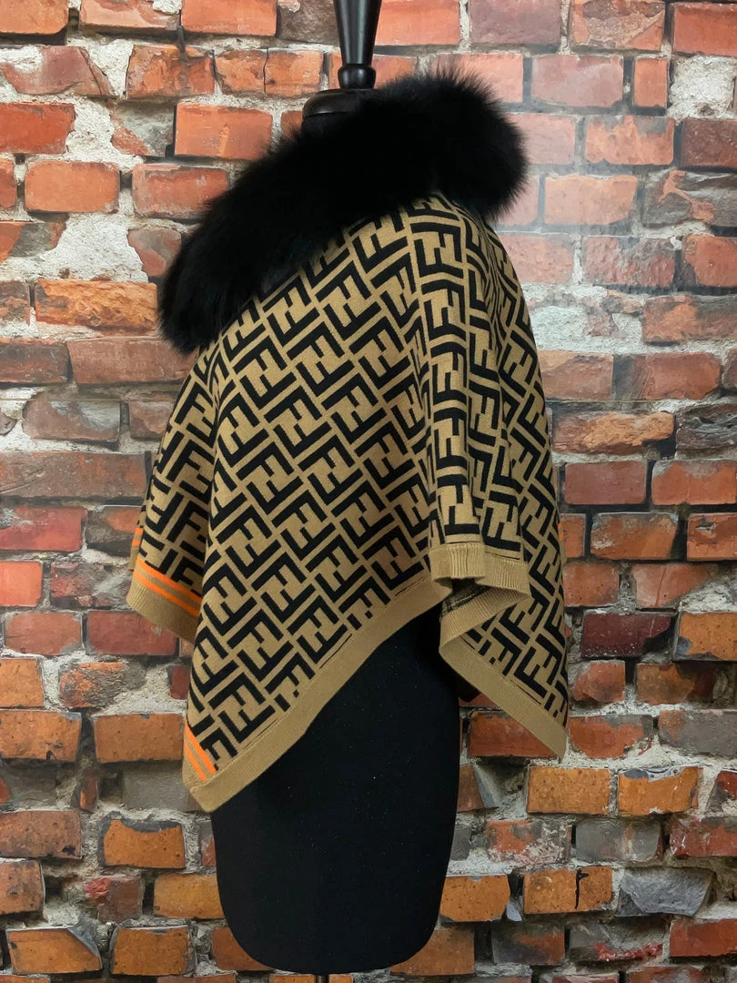 Brand new ๐ Oo La La Letter Pattern Short Cape With Fox Collar New Arrivals ๐ 8 Oo La La Letter Pattern Short Cape With Fox Collar New Arrivals