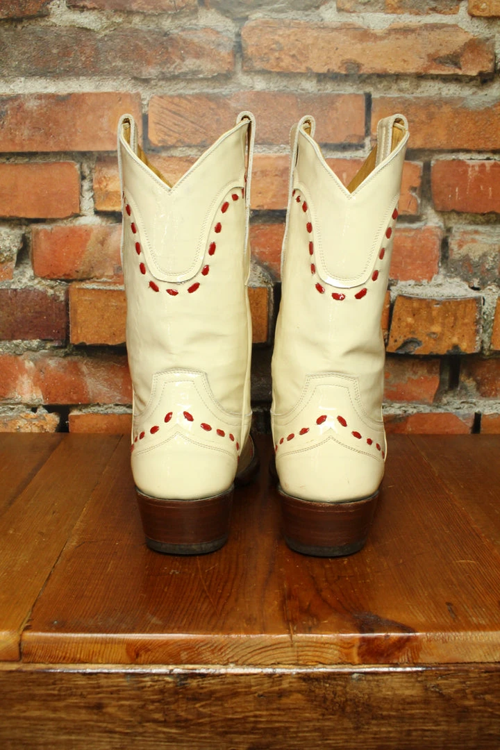 Hot Sale ๐ Old Gringo TIFFIANY'S CLOSET Patent Leather Ivory ๐ฅพ Boots With Red Stitching โค๏ธ 6 Old Gringo TIFFIANY'S CLOSET Patent Leather Ivory Boots With Red Stitching