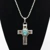 Kathy Sands Cross Pendent With Turquoise Stone
