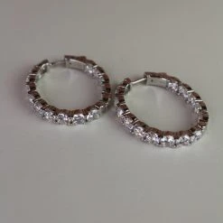 The Sparkling Spur New Arrivals Medium Oval CZ Diamond Hoop Earrings