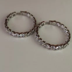 The Sparkling Spur Large Oval CZ Diamond Hoop Earrings