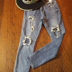 Judy Blue Bottoms Pinstripe Patch Skinny Jeans