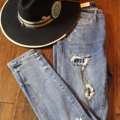 Judy Blue Bottoms Pinstripe Patch Skinny Jeans