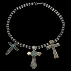 The Sparkling Spur Navajo Pearl Necklace With 3 Crosses Jewelry