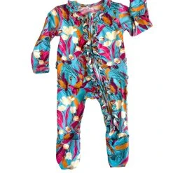 The Sparkling Spur Kids Of A King Tropical Magenta Ruffle Zip Footie