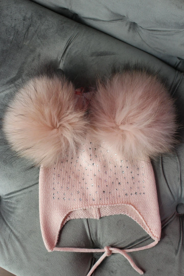 Top 10 🥰 Maniere Sparkly Baby Tie Hat W/Double Poms 😀 3 Maniere Sparkly Baby Tie Hat W/Double Poms