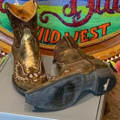 Old Gringo Eagle Beaded Gold Metallic Bootie Shoes/Boots