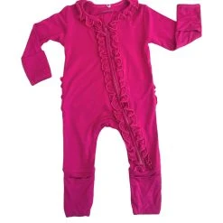 The Sparkling Spur Maui Magenta Ruffle Zip Footie