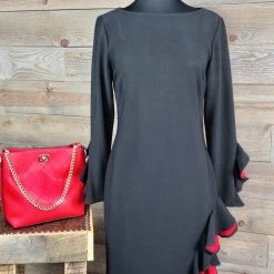 The Sparkling Spur Dresses Black & Red Ruffle Dress