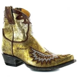 Old Gringo Eagle Beaded Gold Metallic Bootie Shoes/Boots
