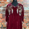 Double D Ranch Wear TIFFIANY'S CLOSET Silk Blend Velvet Top With Sequin Feathers