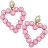 Brianna Cannon Pink Glitter Jumbo Pearl Heart Earrings Jewelry