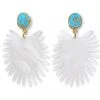Brianna Cannon Spray Palm Earrings - White Pearl Acrylic W/gold Plated Turquoise