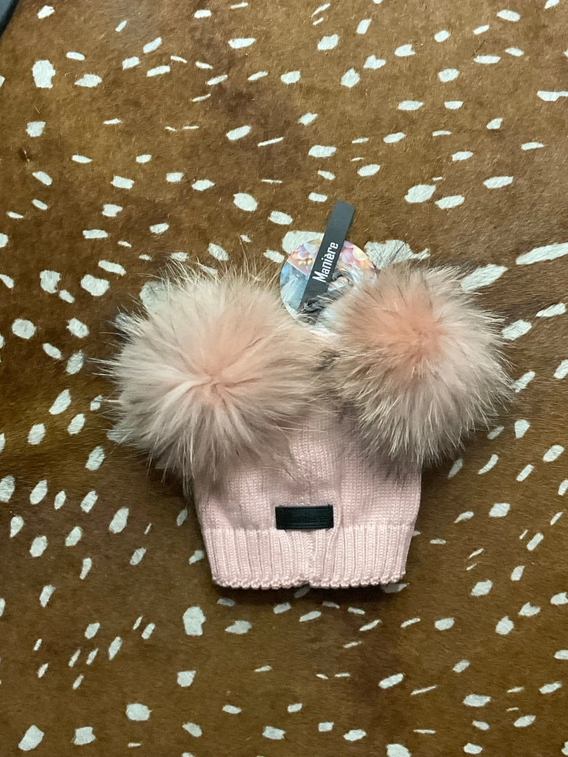 New π Maniere Double Raccoon Fur Baby Pom Beanie Kid's Hats β€οΈ 4 Maniere Double Raccoon Fur Baby Pom Beanie Kid's Hats