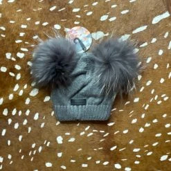 Maniere Double Raccoon Fur Baby Pom Beanie