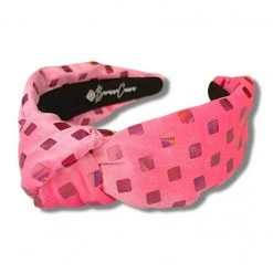 Brianna Cannon New Arrivals Velvet Knotted Headband With Metallic Squares