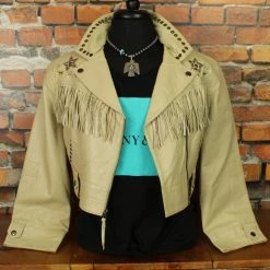 Double D Ranch Wear ButteryLeather Cropped Jacket W/beaded Flower Details TIFFIANY'S CLOSET