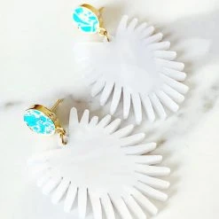 Deals ๐ Brianna Cannon Spray Palm Earrings - White Pearl Acrylic W/gold Plated Turquoise ๐คฉ 5 Brianna Cannon Spray Palm Earrings - White Pearl Acrylic W/gold Plated Turquoise