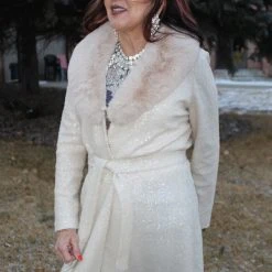 The Sparkling Spur Dazzling Long Sequined Coat Jackets