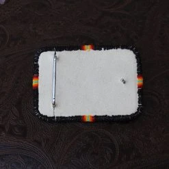 Deals The Sparkling Spur Store 22 The Sparkling Spur Accessories Turquoise & Black Large Rectangle Beaded Buckle With Cut Beads