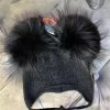Maniere Kid's Hats Sparkly Baby Tie Hat W/Double Poms