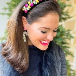 Brianna Cannon Bejeweled Black Velvet Headband Hats/Headbands/Scarves/Gloves