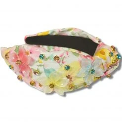 Brianna Cannon New Arrivals Spring Floral Headband With Beaded Flowers And Crystals