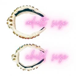 Brianna Cannon Ivory Headband With Rainbow Gradient Hand-Sewn Crystals (Mommy + Me Option) Hats/Headbands/Scarves/Gloves