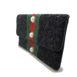 The Sparkling Spur New Arrivals Stripe With Pearls Clutch